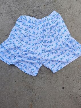 Girl's White & Blue Patterned Shorts